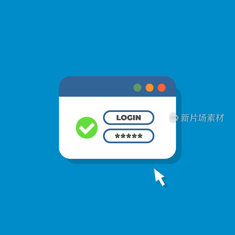 Login form page with green tick icon, username and password